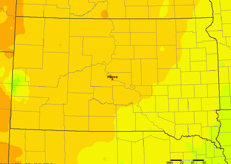 The State of South Dakota Yearly Average Precipitation